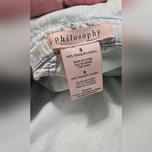 PHILOSOPHY Denim Tencel Button Down  Shirt Dress In Light Blue. Size Small - Picture 3 of 14